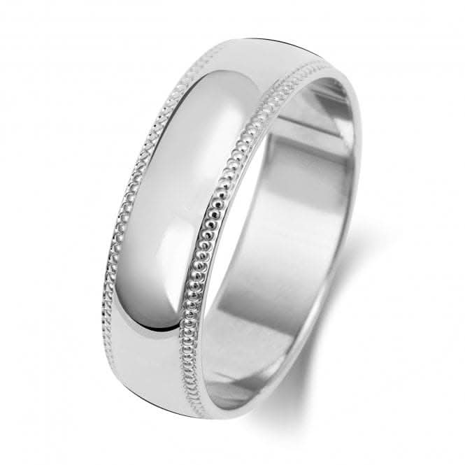 Wedding Band 9K D Shape Millgrain 6mm-1.8 Wedding Ring W186WH