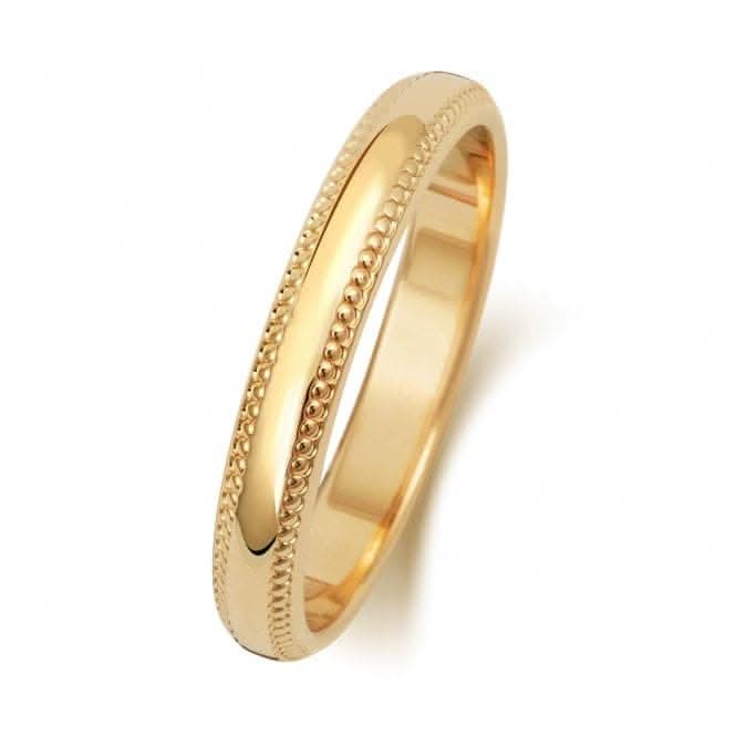 Wedding Band 9K D Shape Millgrain3 mm-1.15 Wedding Ring W183L