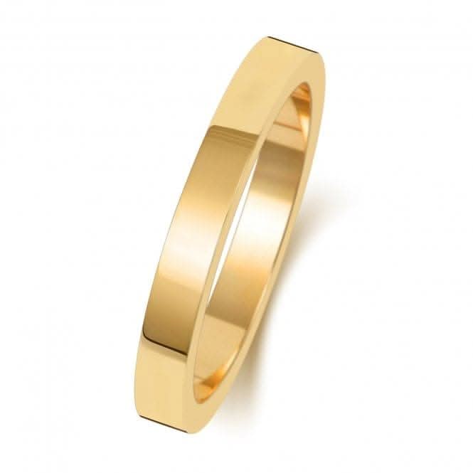 Wedding Band 9K Flat Flat 2.5 mm -1.7 Wedding Ring W172H