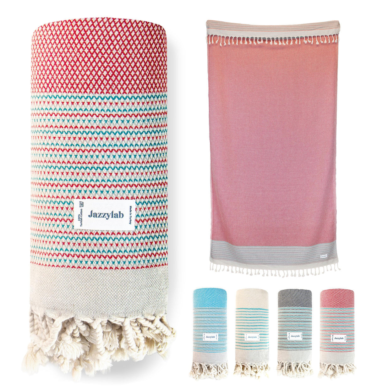 jazzylab EBOARD Peshtemal Hammam Towel | 100% Cotton with Fine Check Stripe Pattern | Lightweight & Quick-Drying | Turkish Travel, Spa & Beach Towel |