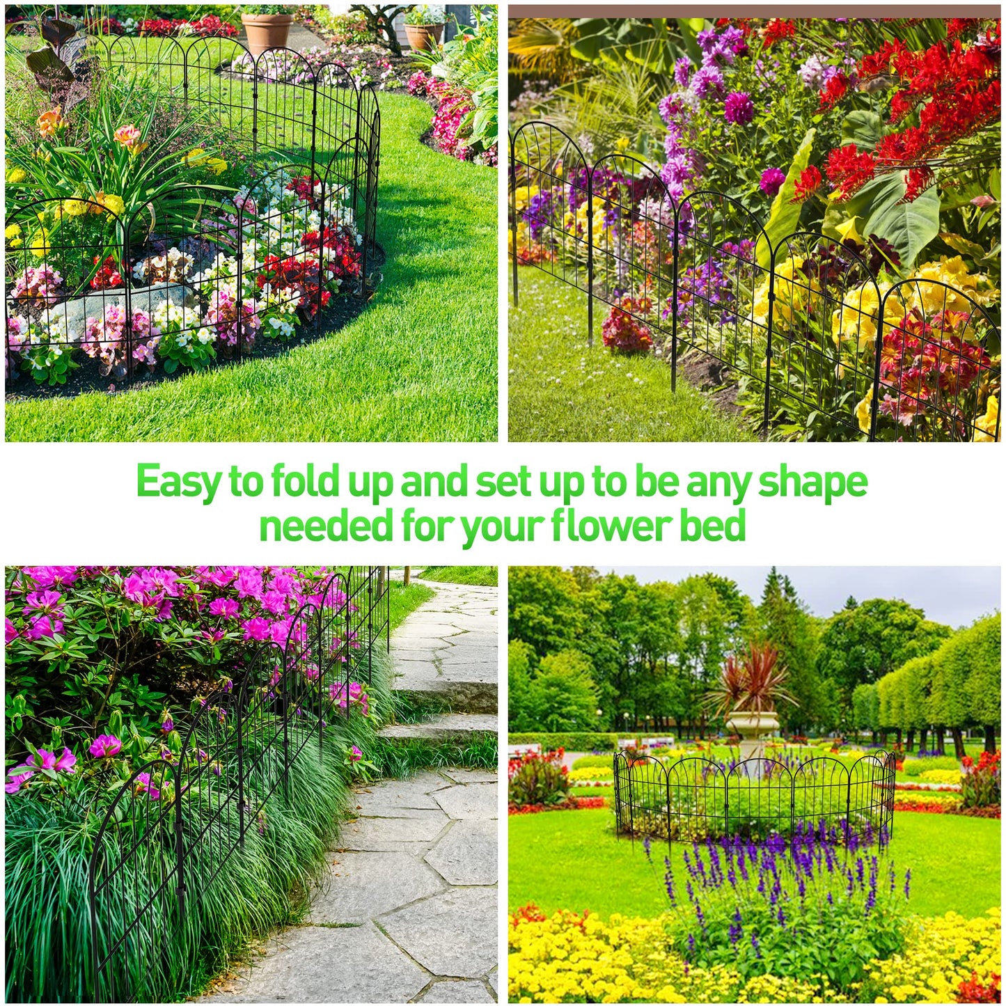 Decorative Garden Fence 25Pack, Metal Rustproof Iron Landscape Wire Folding Fencing Ornamental Panel, Outdoor Rustproof Fence Panel Animal Barrier