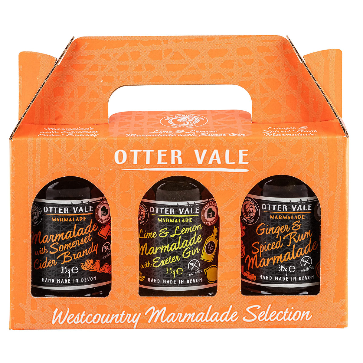 Otter Vale Marmalade Gift Pack, Three Great marmalades Each with a Generous Splash of Bo oze, Hand-Made in Devon, Gluten-Free, 3 x Glass Jars Total