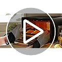 Philorn Silicone Glove Waterproof Heat Resistant Oven Mitts Non-slip with 2 Insulation Pads Long Cotton Cuffs BBQ Baking Smoking Potholders (Black)
