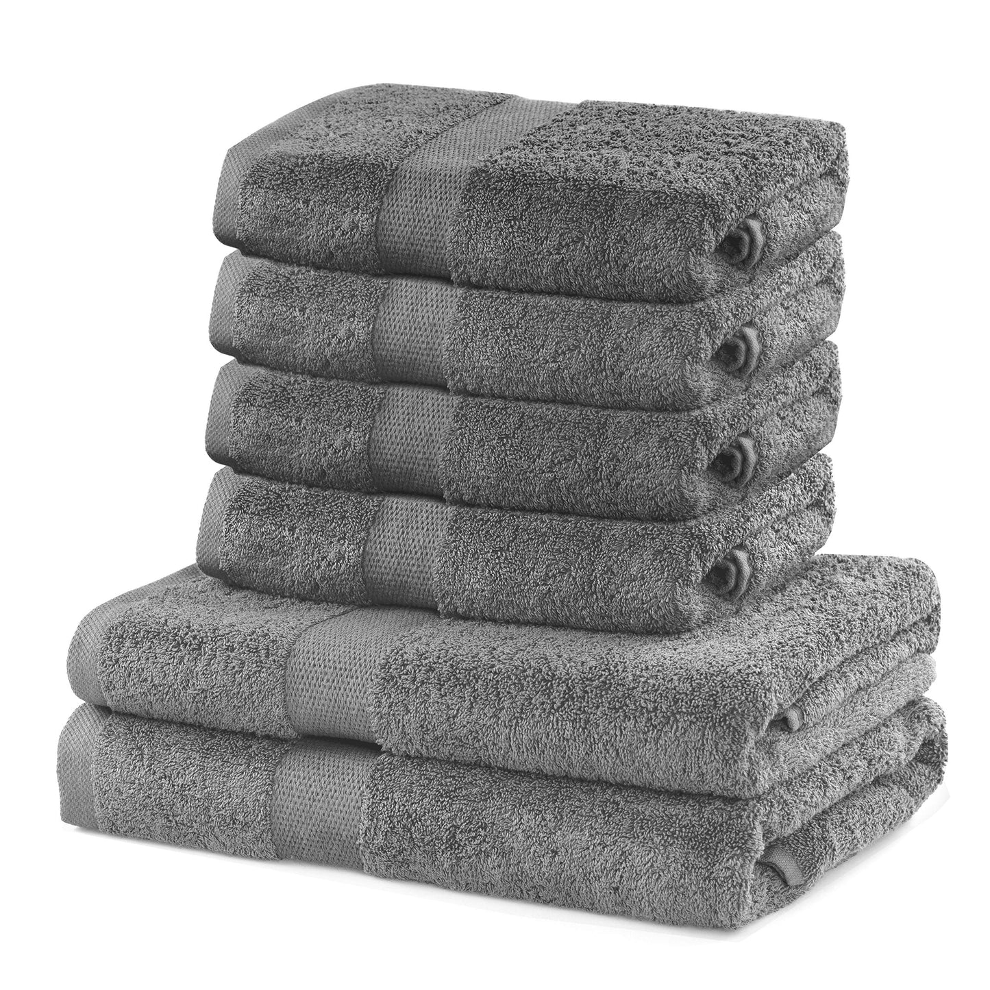 DecoKing Hand Towel 50 x 100 cm Cotton Quality 525 g/m² Silver Steel Grey Absorbent Marina