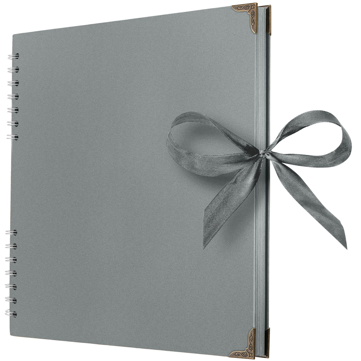 Bstorify Square Scrapbook Photo Albums 80 Pages (28 x 28 Cm) Grey Thick Paper, Hardcover, Ribbon Closure - Ideal for Your Scrapbooking Albums, Art &