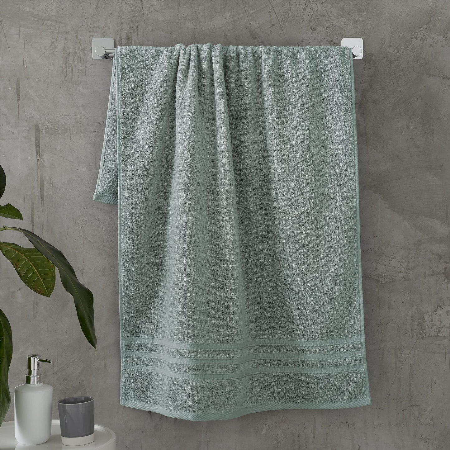 Catherine Lansfield Zero Twist Cotton 90x140cm Bath Sheet Sage Green