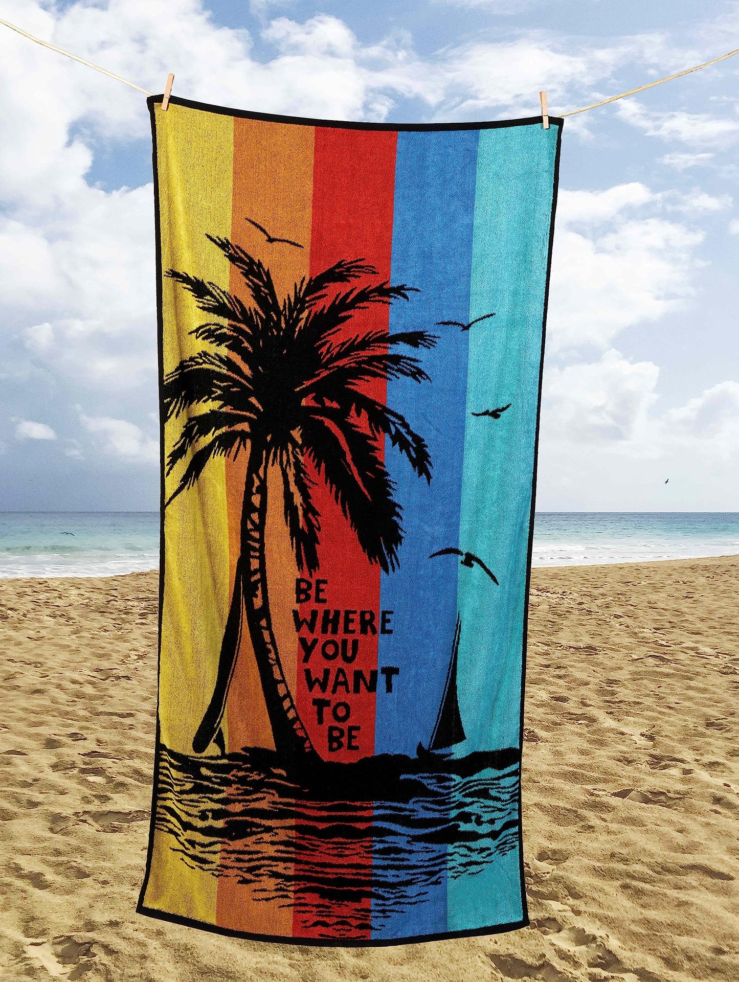 Rapport Home Ultra Absorbent Tropical Palm Tree Beach Towel