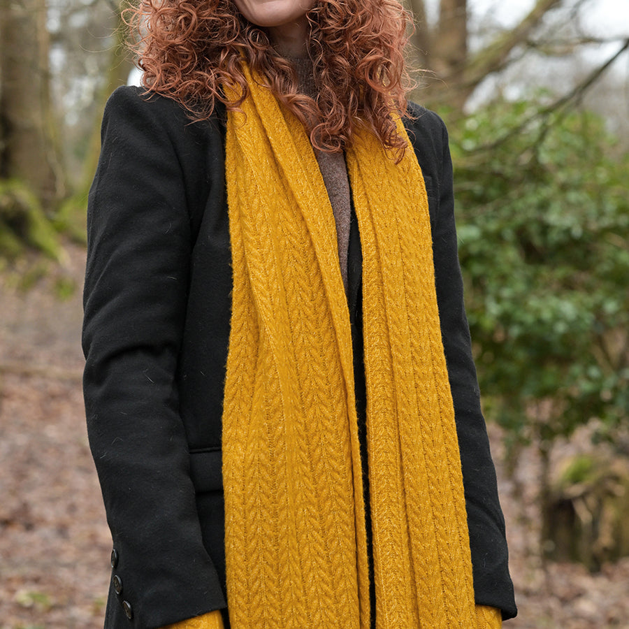 Recycled Yarn Herringbone Knit Scarf