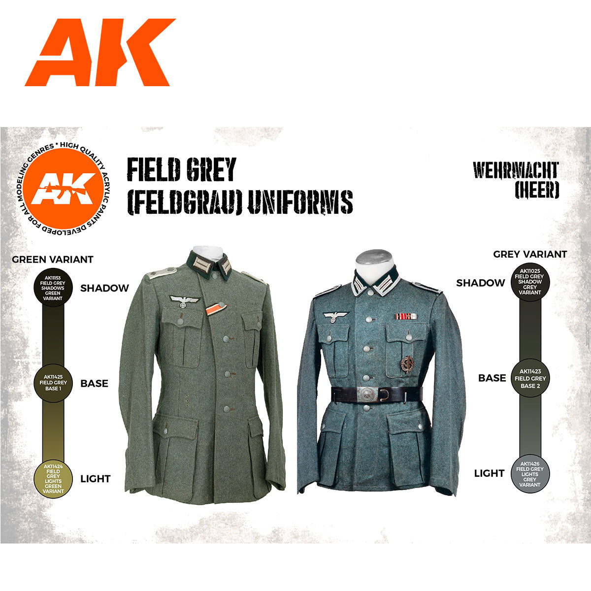 AK Interactive 3rd Gen Figure Paint Set - German Field Grey Uniforms (AK11627)