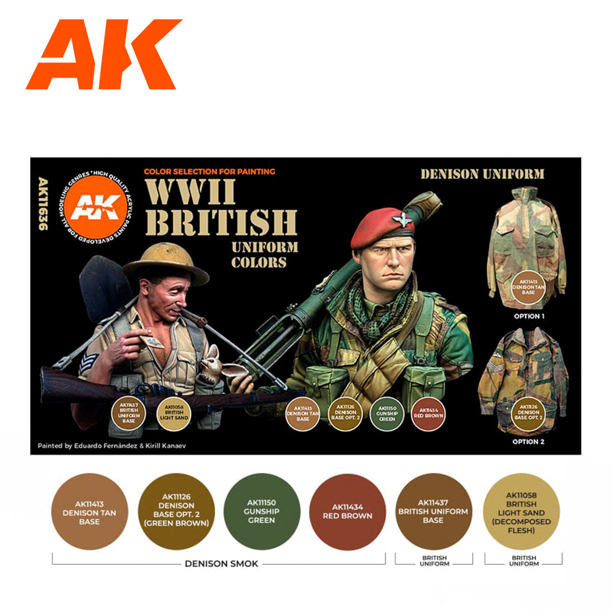 AK Interactive 3rd Gen Figure Paint Set - WWII British Uniform Colors (AK11636)