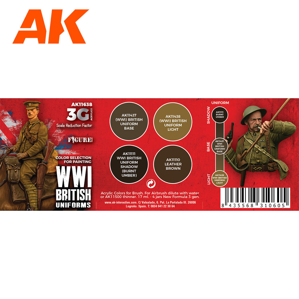 AK Interactive 3rd Gen Figure Paint Set - WWI British Uniforms (AK11638)