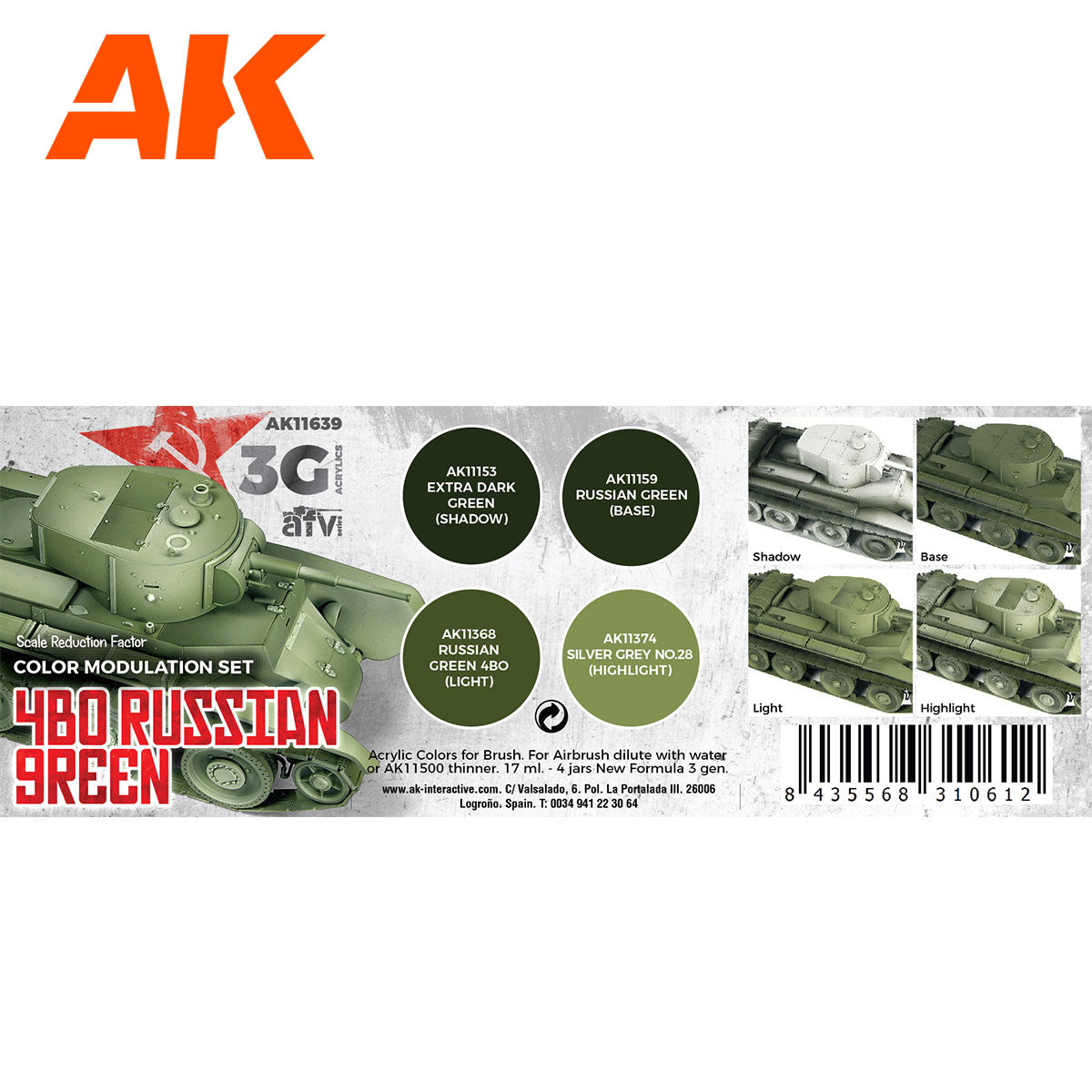 AK Interactive 3rd Gen 4BO Russian Green Modulation Set (AK11639)