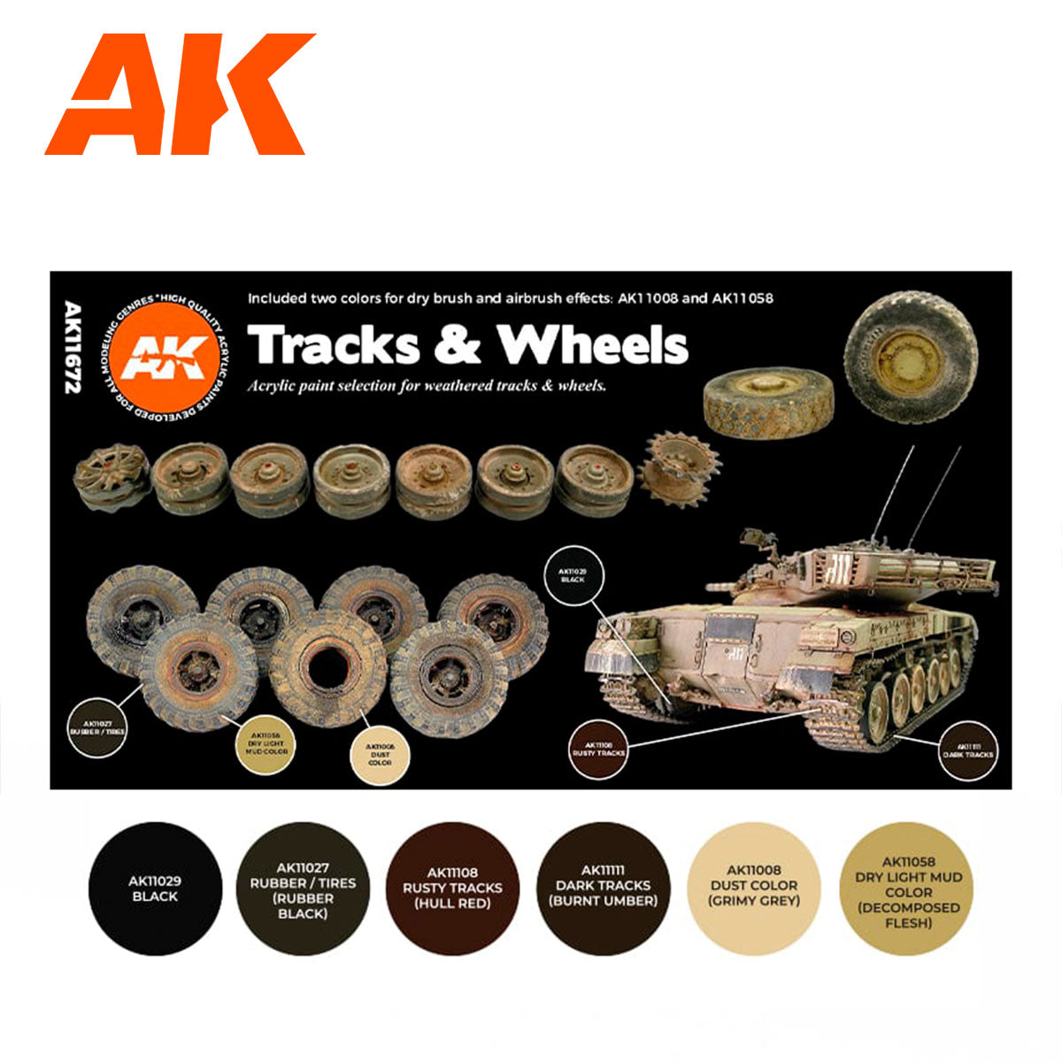 AK Interactive 3rd Gen AFV Paint Set - Tracks & Wheels (AK11672)