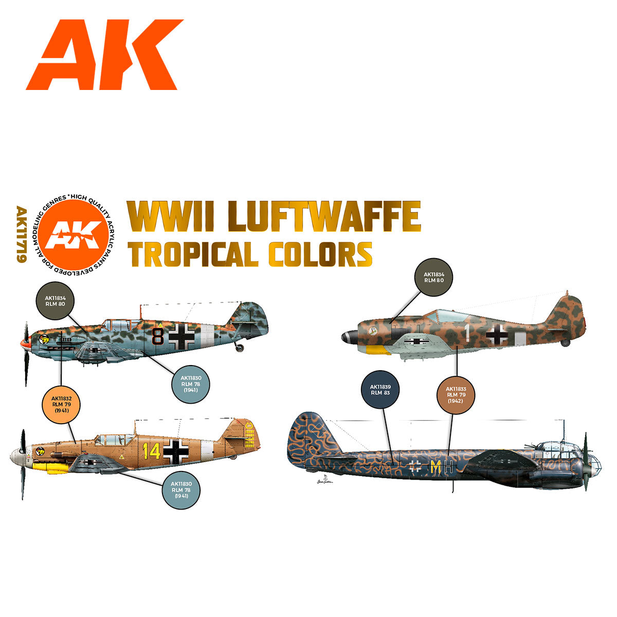 AK Interactive 3rd Gen Aircraft Paint Set - WWII Luftwaffe Tropical Colors Set (AK11719)