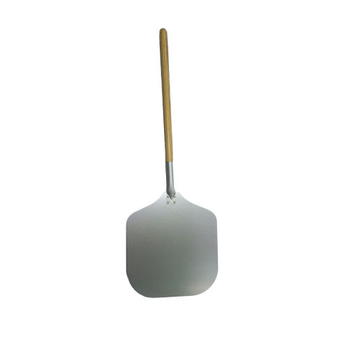 12" Aluminium Pizza Peel with Wooden Handle - Overall Length 25 Inches