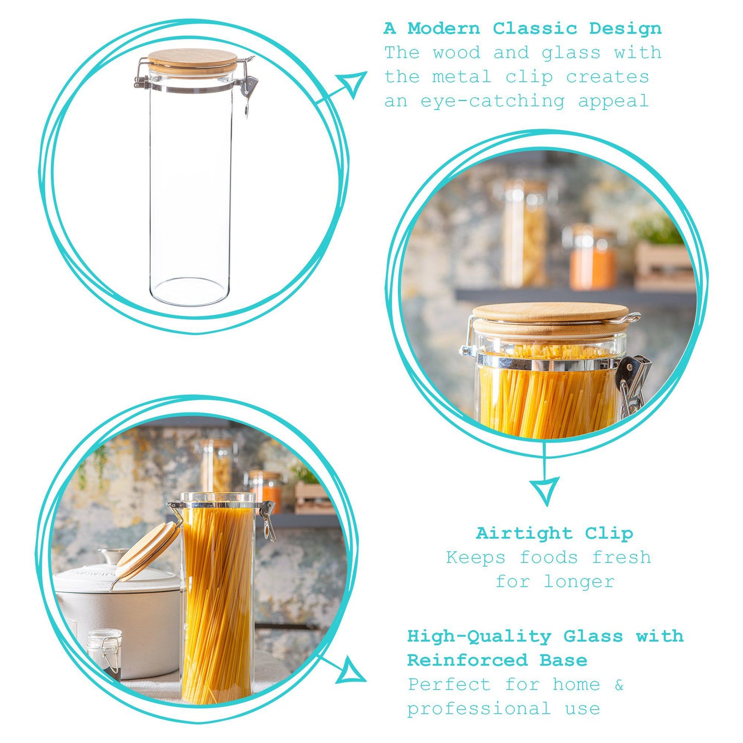 1.75L Glass Storage Jar with Wooden Clip Lid