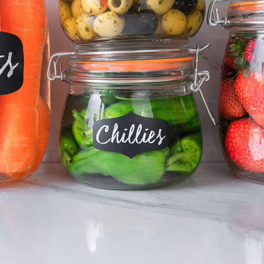 Small Black Chalk Board Storage Jar Labels - Pack of Six