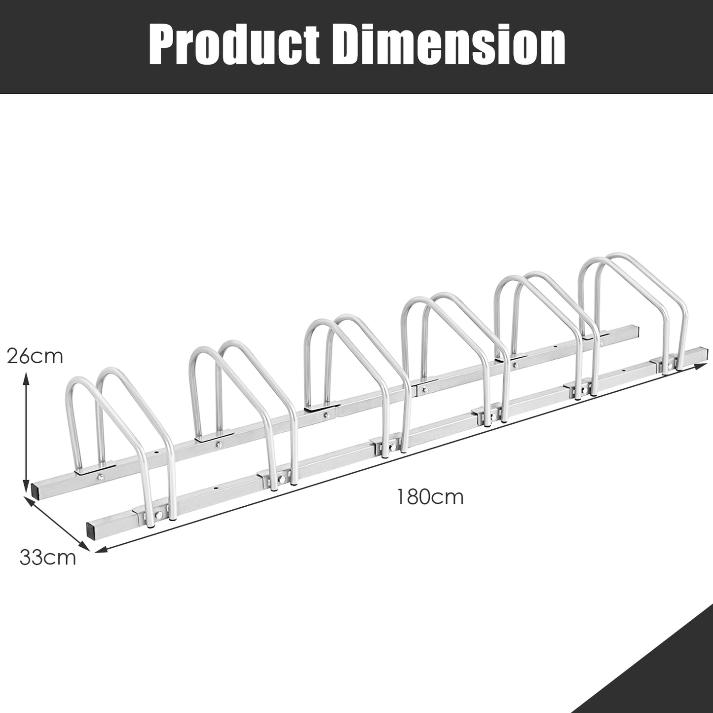 6-Bike Steel Bike Rack for Child BMX Road and Mountain Bikes-Black