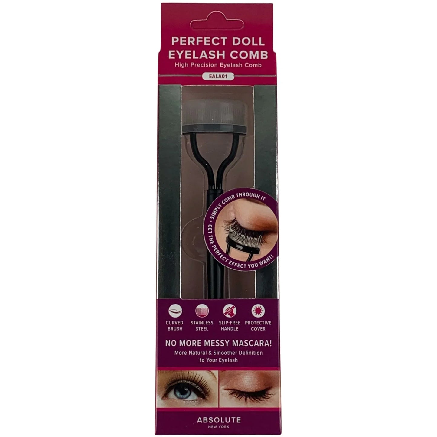 Absolute New York Perfect Doll Eyelash Comb - Flawless Lash Separation & Definition for All Lash Types