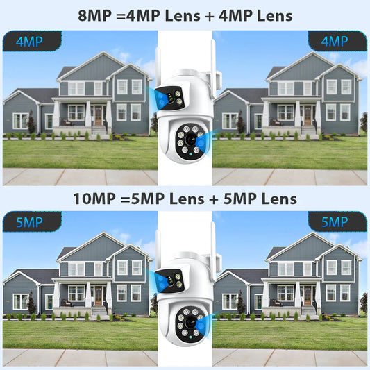 8MP Wifi Camera PTZ Outdoor Dual Screen Human Detection Dual Lenses 10MP Security Protection IP Camera