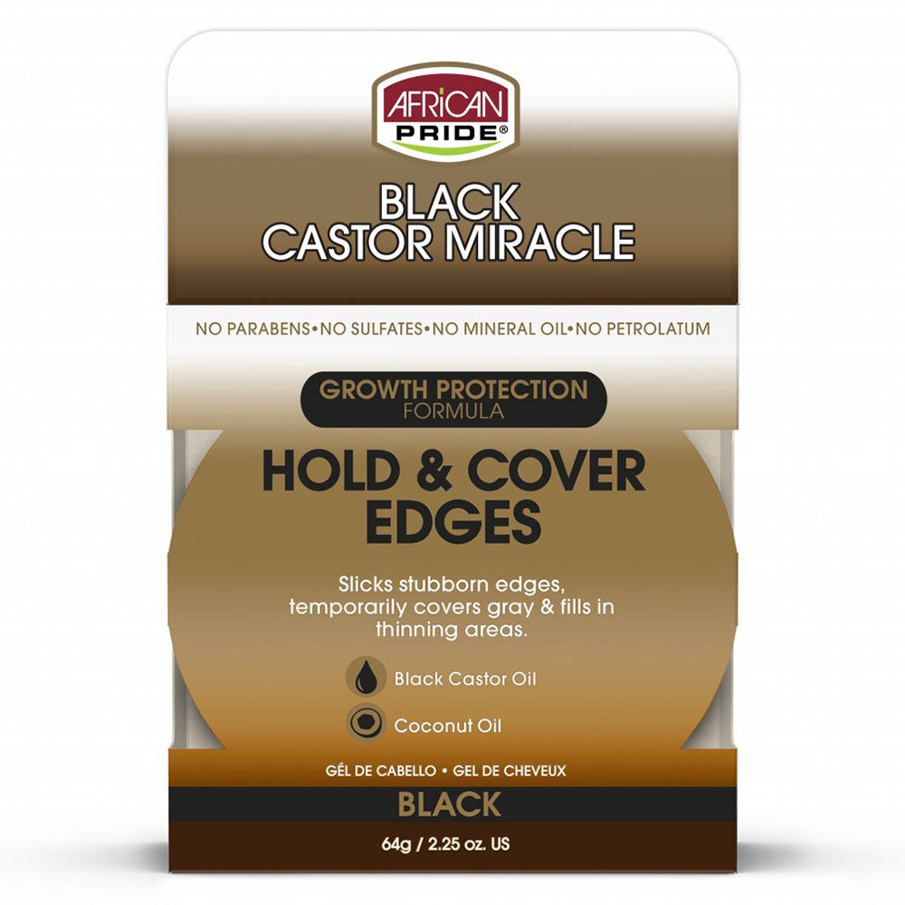African Pride Black Castor Miracle Hold & Cover Edges 2.2oz