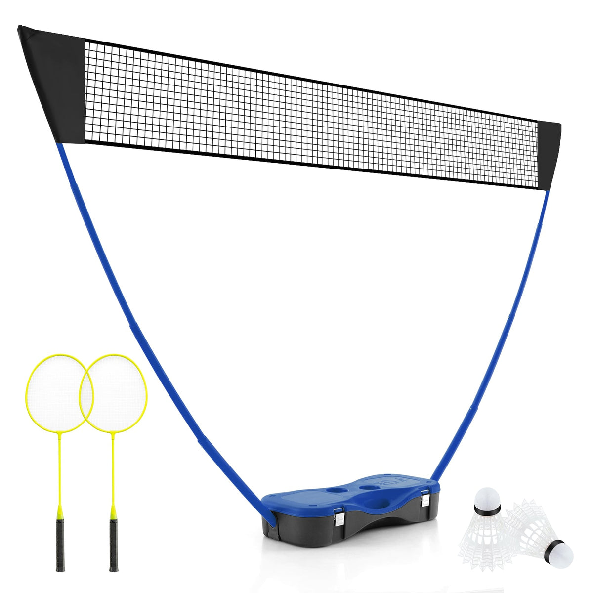 All-In-One Portable Badminton Net Set with Storage Base-Black