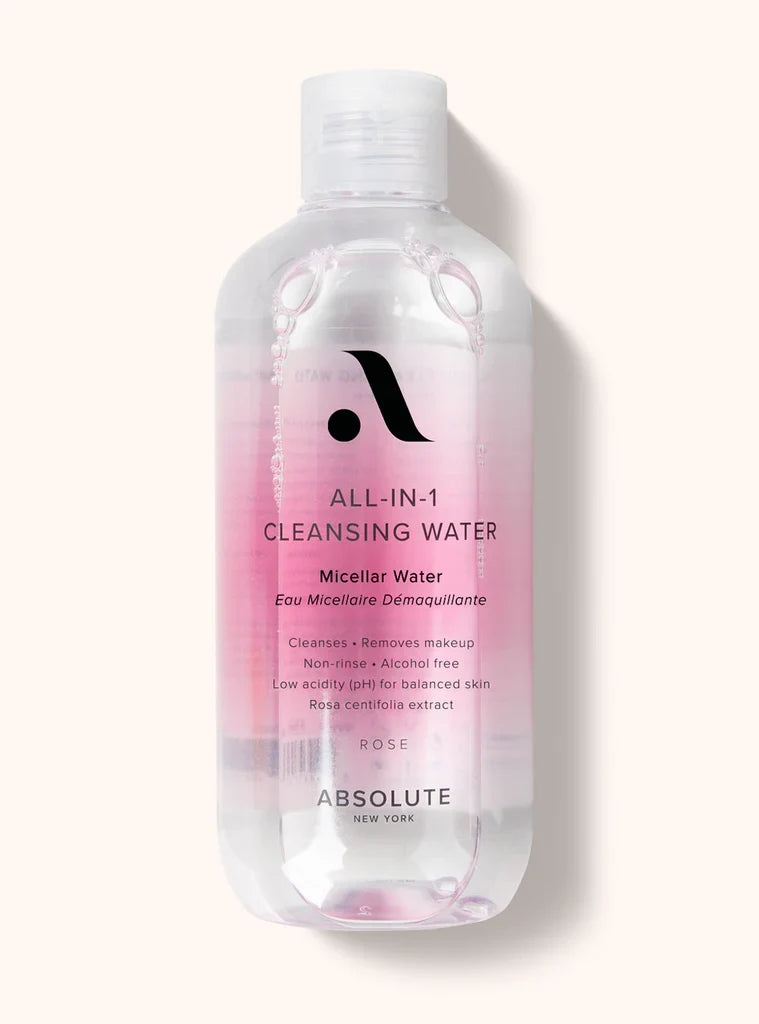 Absolute New York All-in-1 Rose Cleansing Water for Effortless Makeup Removal & Toning, 300ml/10.14 fl oz