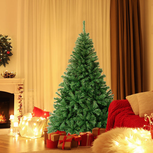 6/7.5 FT Tall Artificial Christmas Tree Hinged Xmas Tree with Lush PVC Branch Tips-6FT