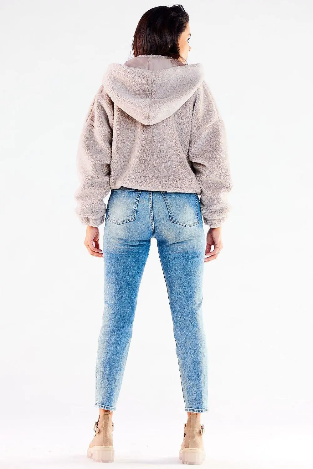 Awama pleasant warm material zippered jacket with hood