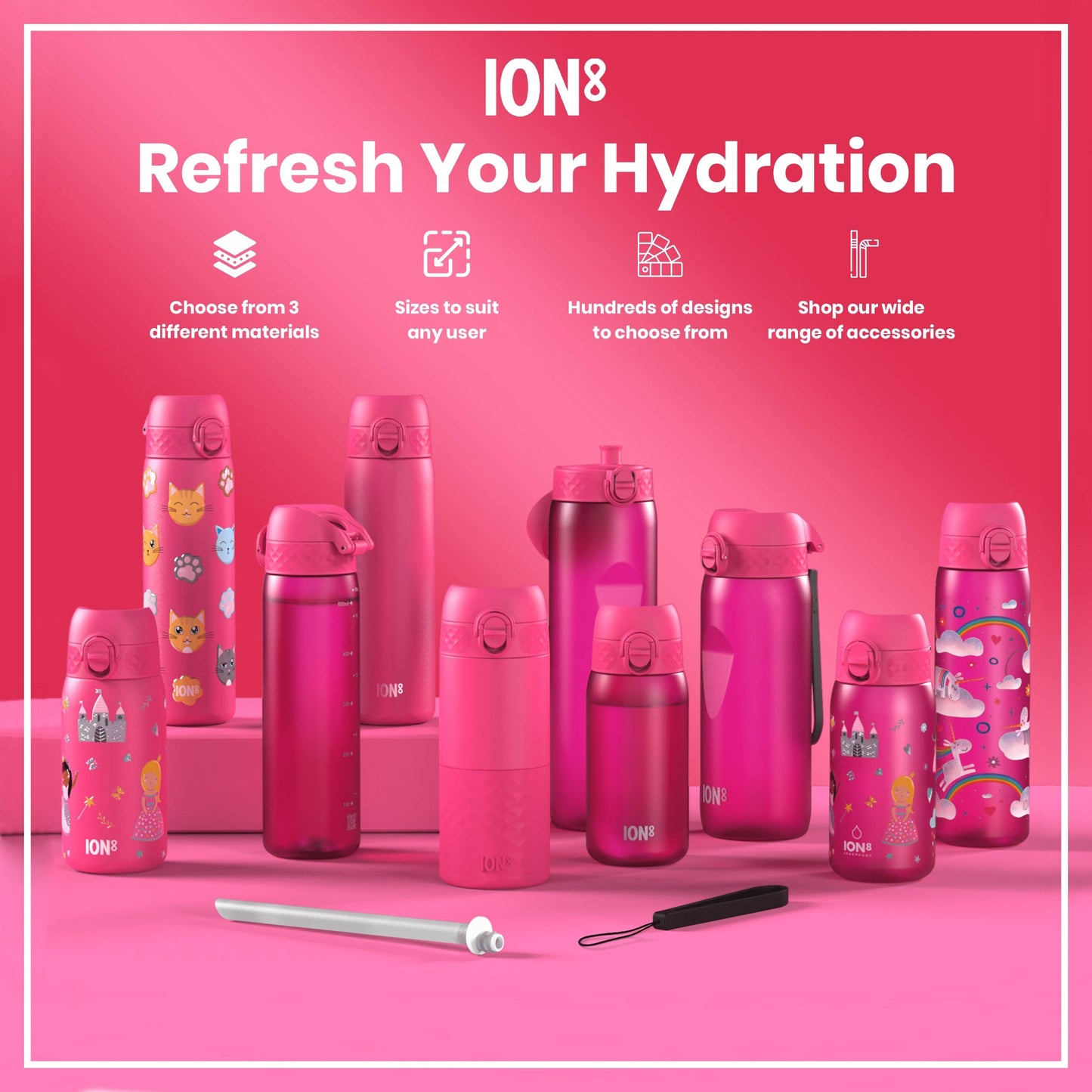 Leak Proof Thermal Steel Water Bottle, Insulated, Rose Bloom, 320ml (11oz)
