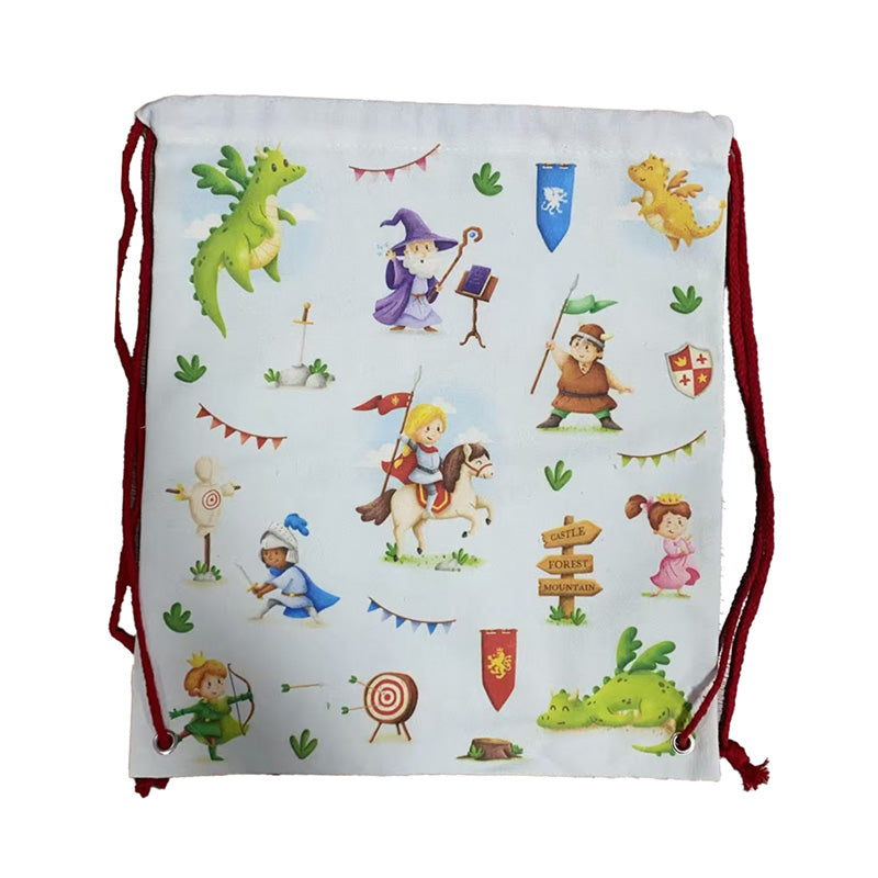 Drawstring Canvas Bag - Knights & Dragons