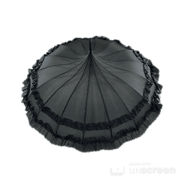 Boutique Frilled Pagoda Umbrella Black