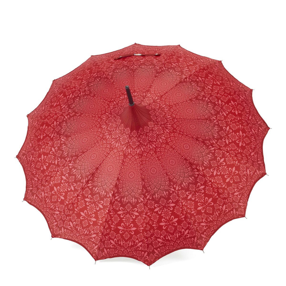 Boutique Patterned Pagoda with Scalloped edge Red