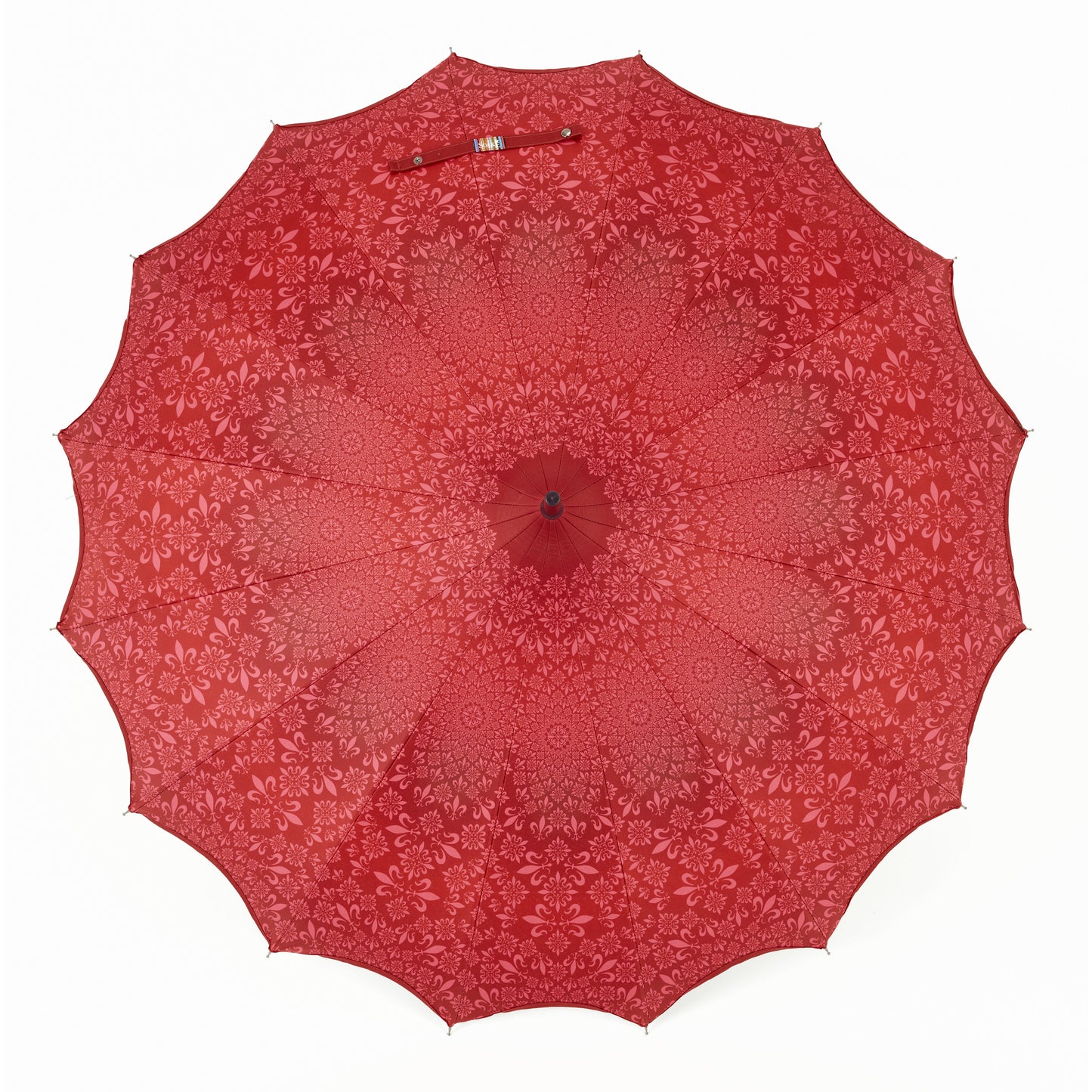 Boutique Patterned Pagoda with Scalloped edge Red