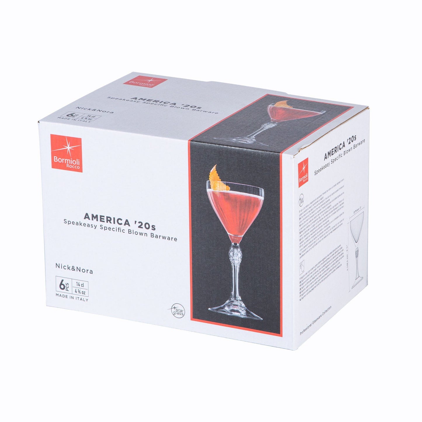 140ml America '20s Nick & Nora Glasses - Pack of Six