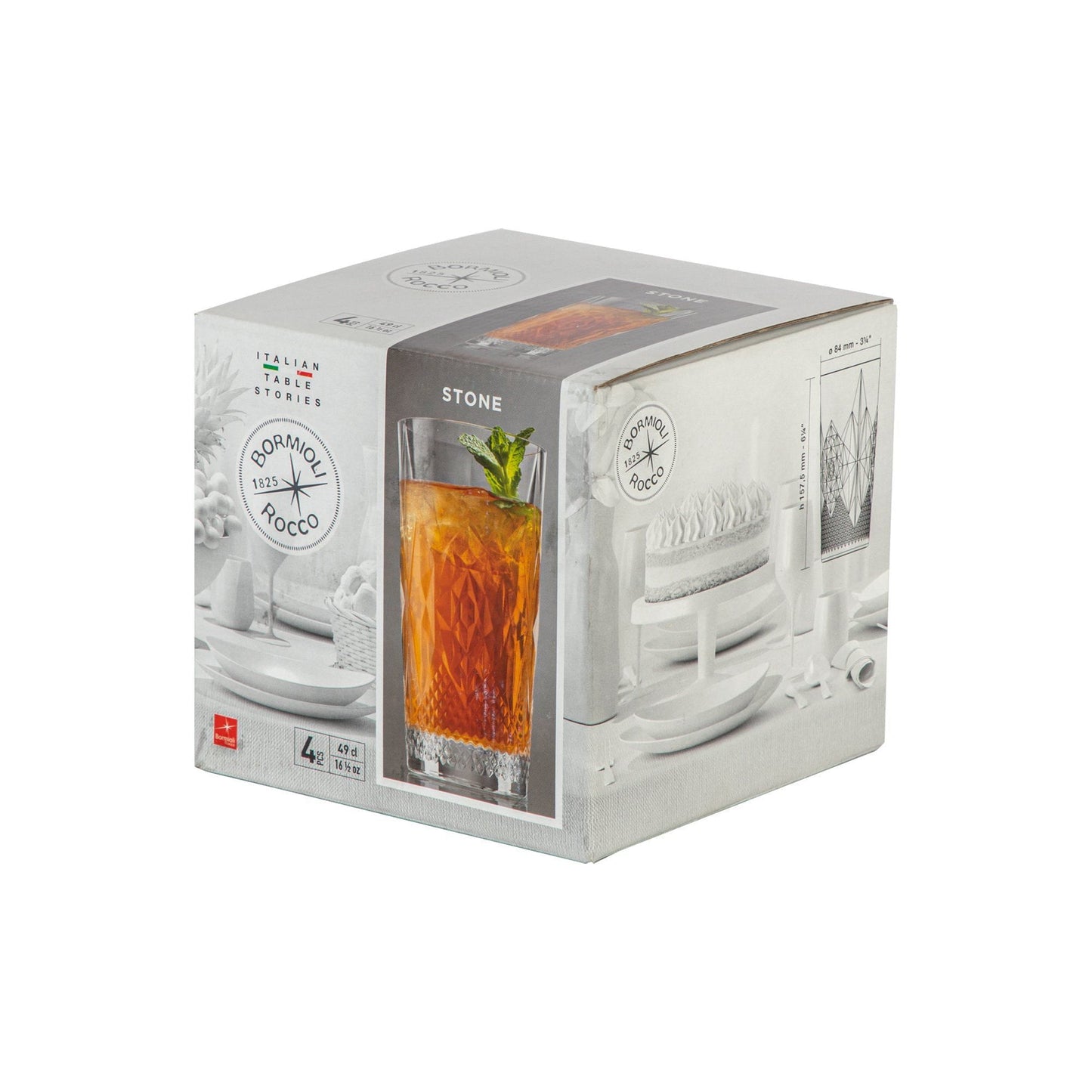 490ml Bartender Stone Highball Glasses - Pack of Four