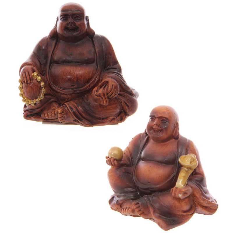 Mini Wood Effect Lucky Buddha Collectable