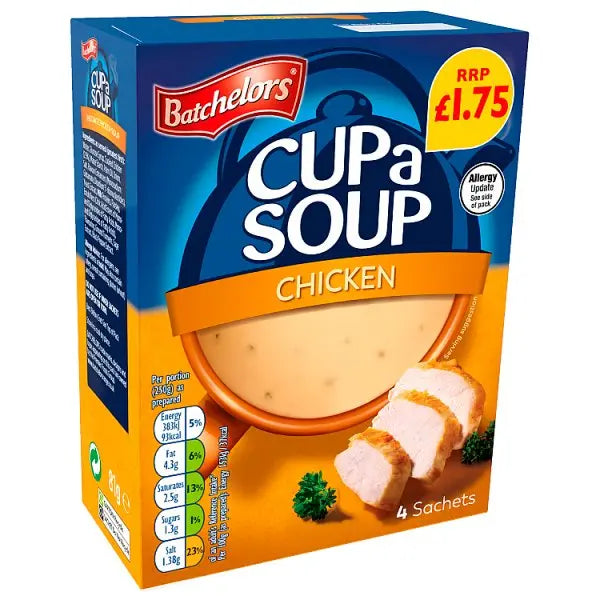 Batchelors Cup a Soup Chicken 4 Instant Soup Sachets 81g (Case of 9)