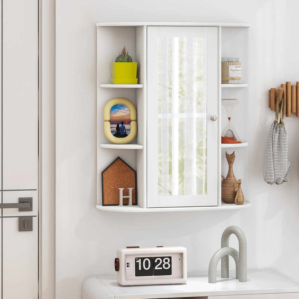 Bathroom Medicine Cabinet with Mirror with 3 Adjustable Shelves-Grey