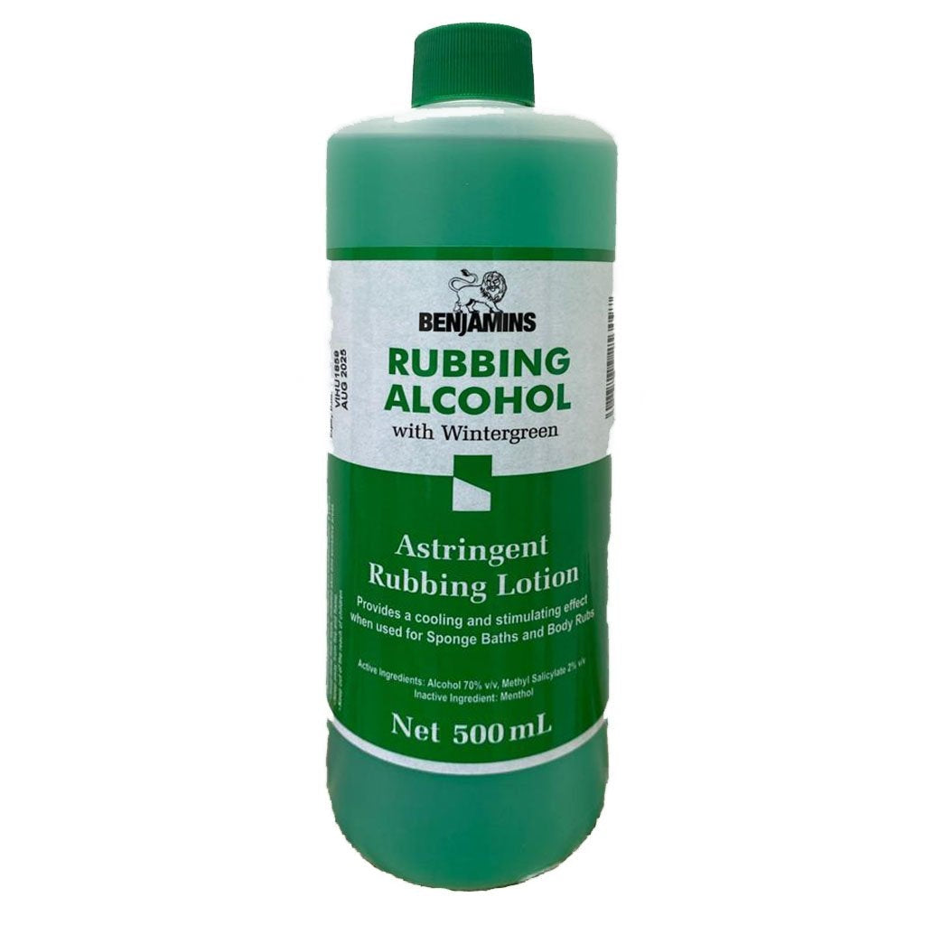 Benjamins Rubbing Alcohol With Wintergreen - Soothing Relief & Antiseptic for Skin & Muscle Care 500ml/16.91 oz