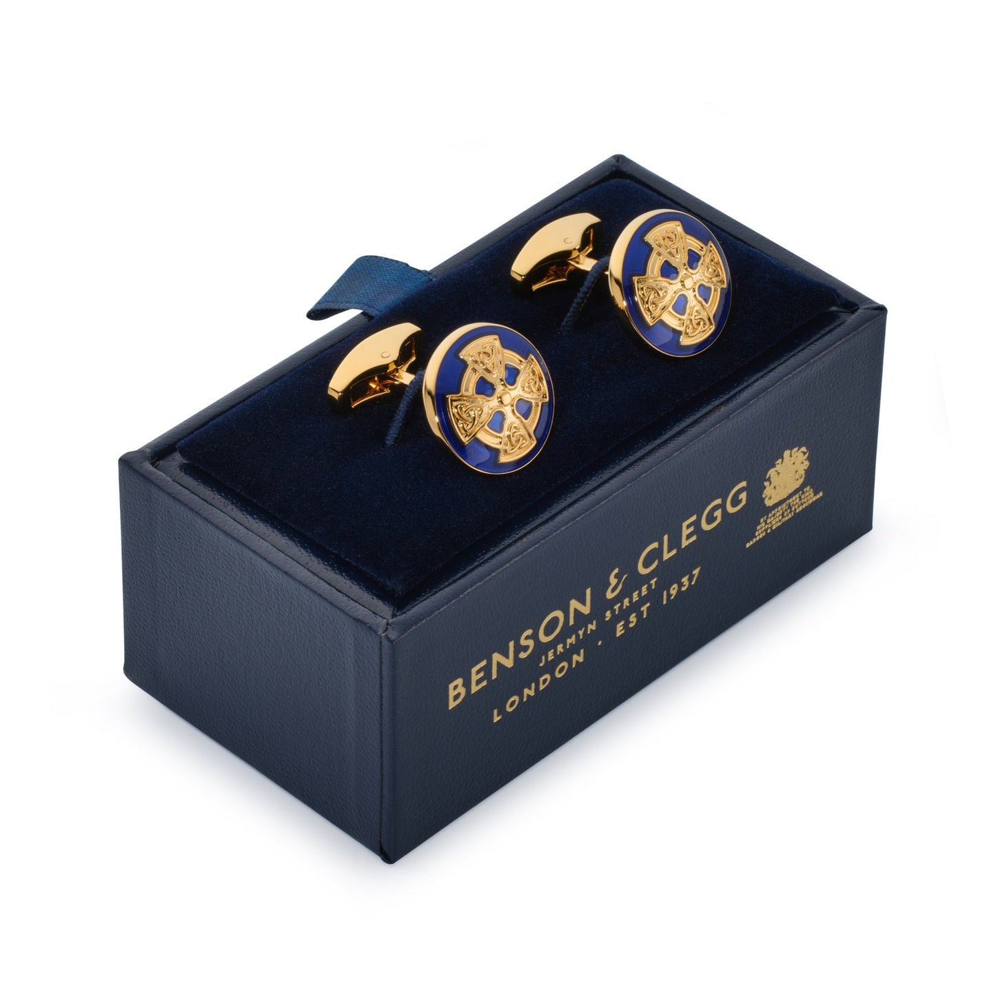 Celtic Cross Cufflinks In Royal Blue