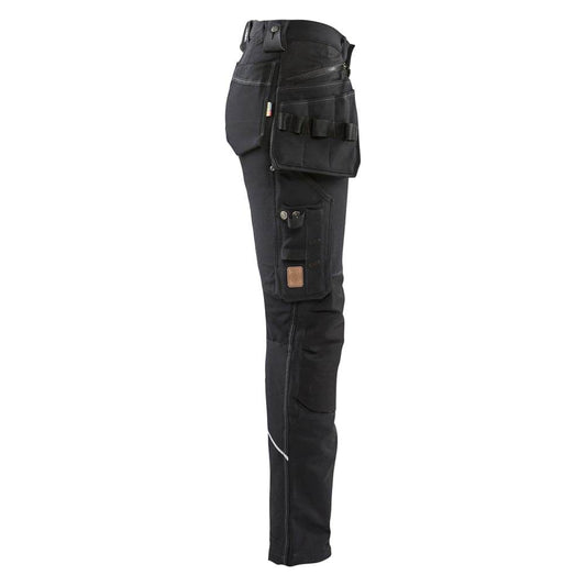Blaklader 7198 Women's 4-Way Stretch Holster Pocket Work Trousers Black UK 12, Regular Leg