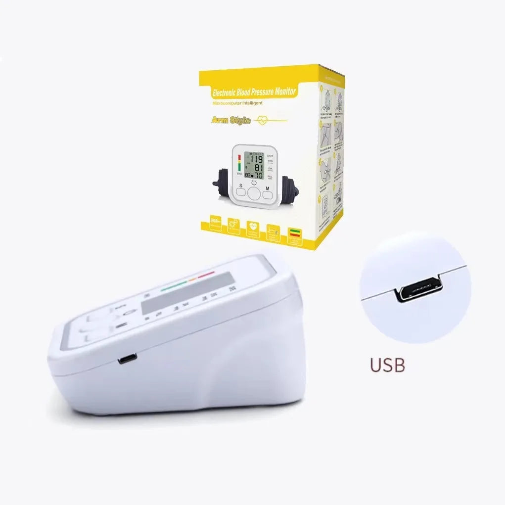 Blood Pressure Monitor - Accurate Electric Arm Digital Pulse Meter USB White