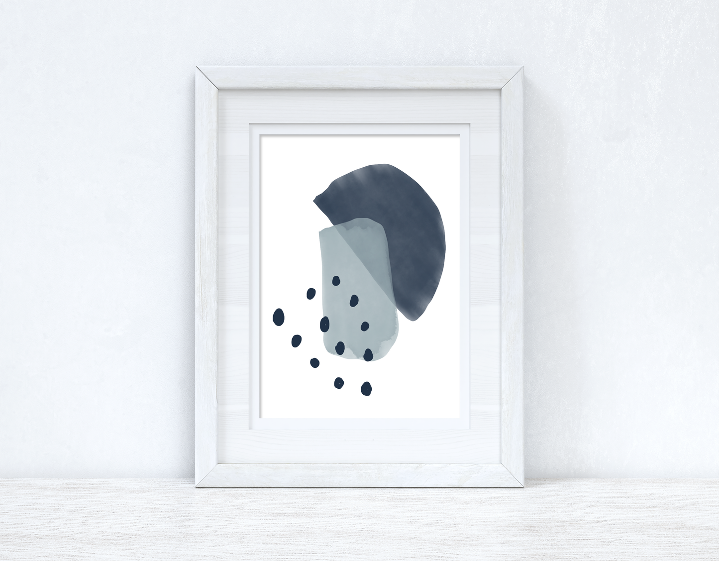 Blues Abstract 1 Colour Shapes Home Wall Decor Print