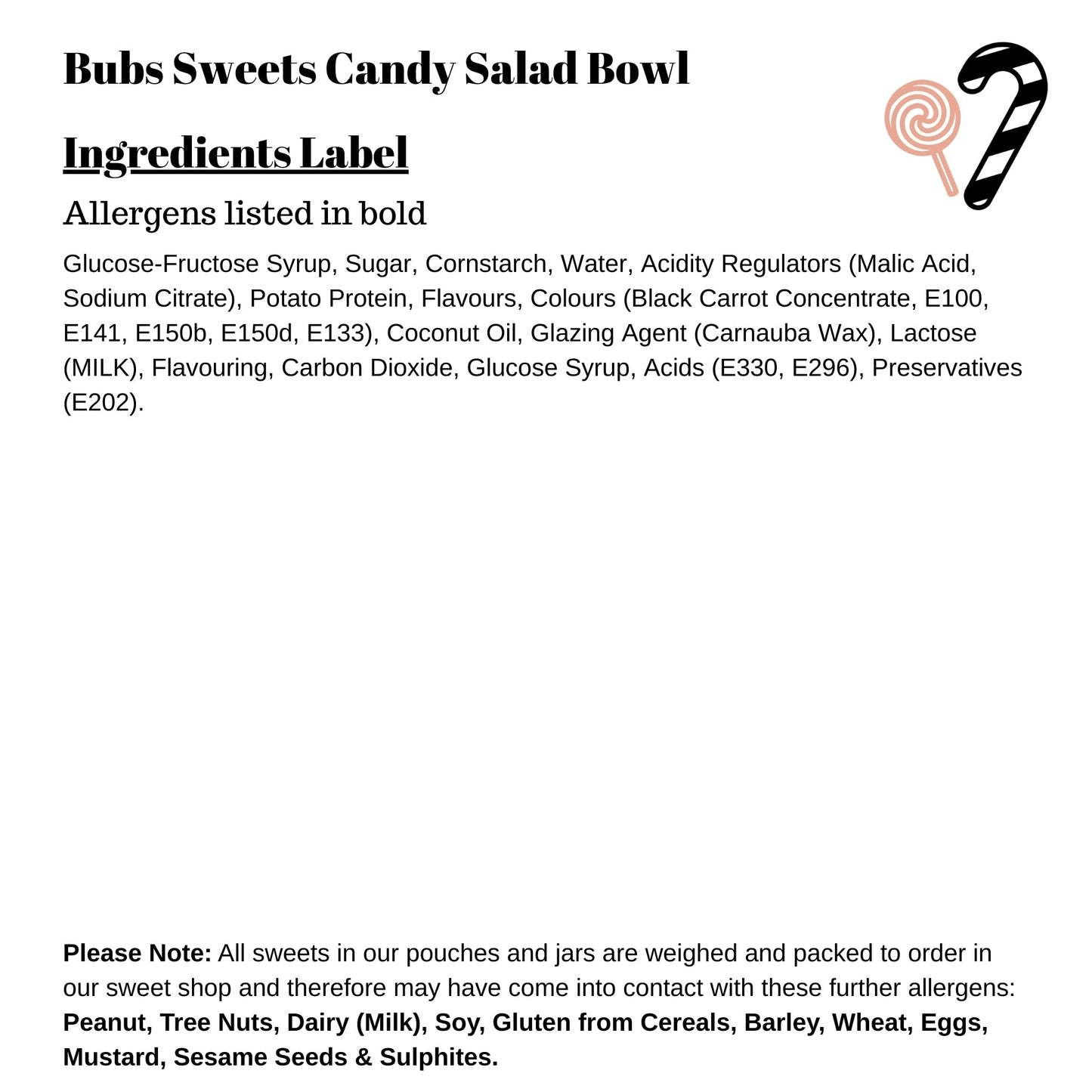 Bubs Sweets Candy Salad Bowl 700g