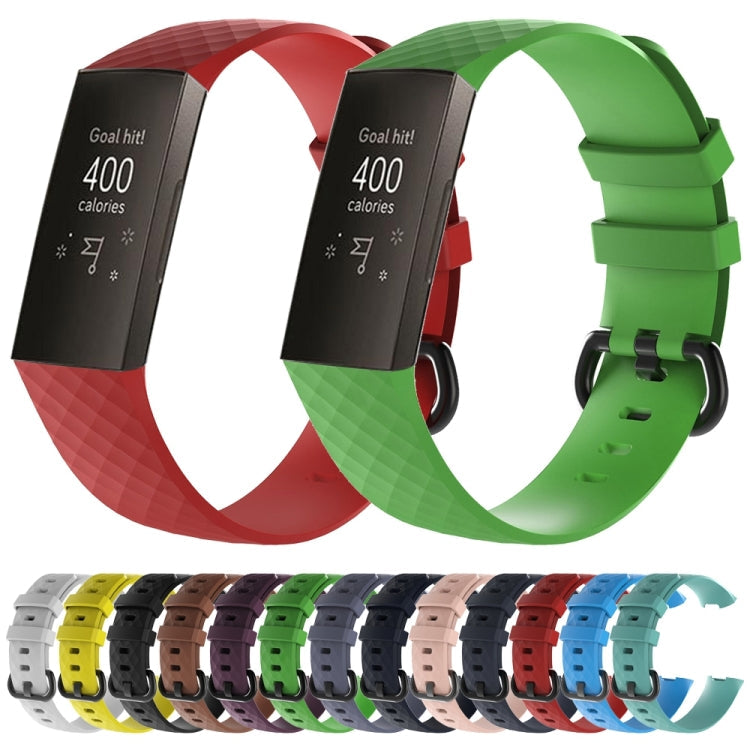 Diamond Pattern Silicone Watch Band for Fitbit Charge 3, Size: 210x18mm, Size:210x18mm