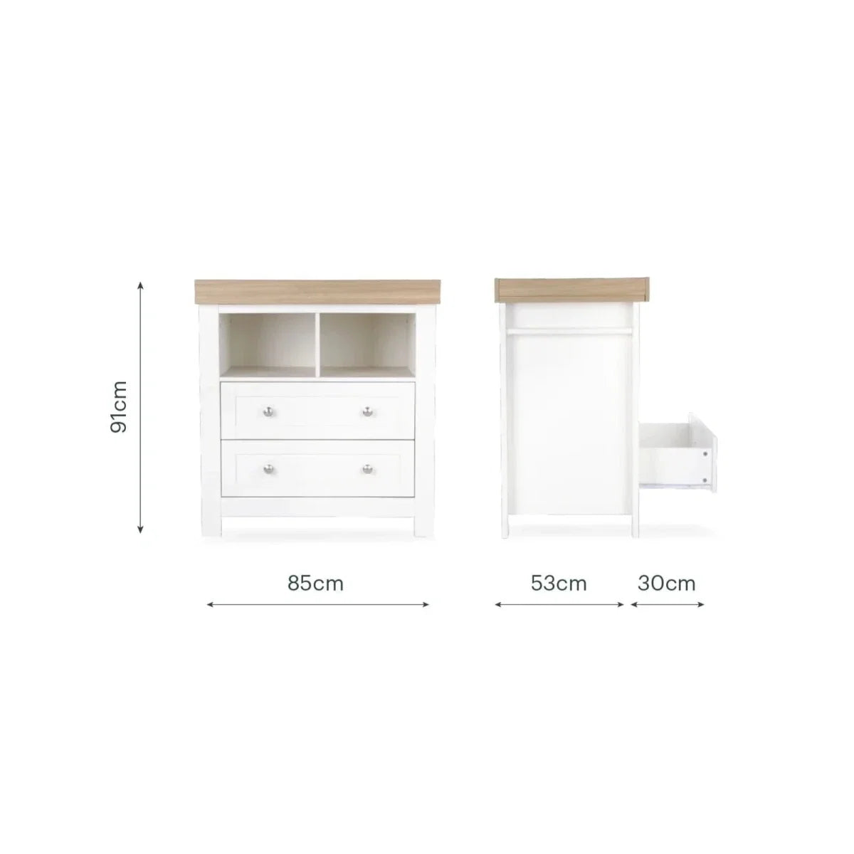 CuddleCo Burford 2 Piece Nursery Furniture Set - White/Oak