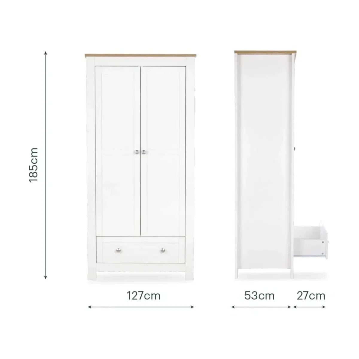 CuddleCo Burford 3 Piece Nursery Furniture Set - White/Oak
