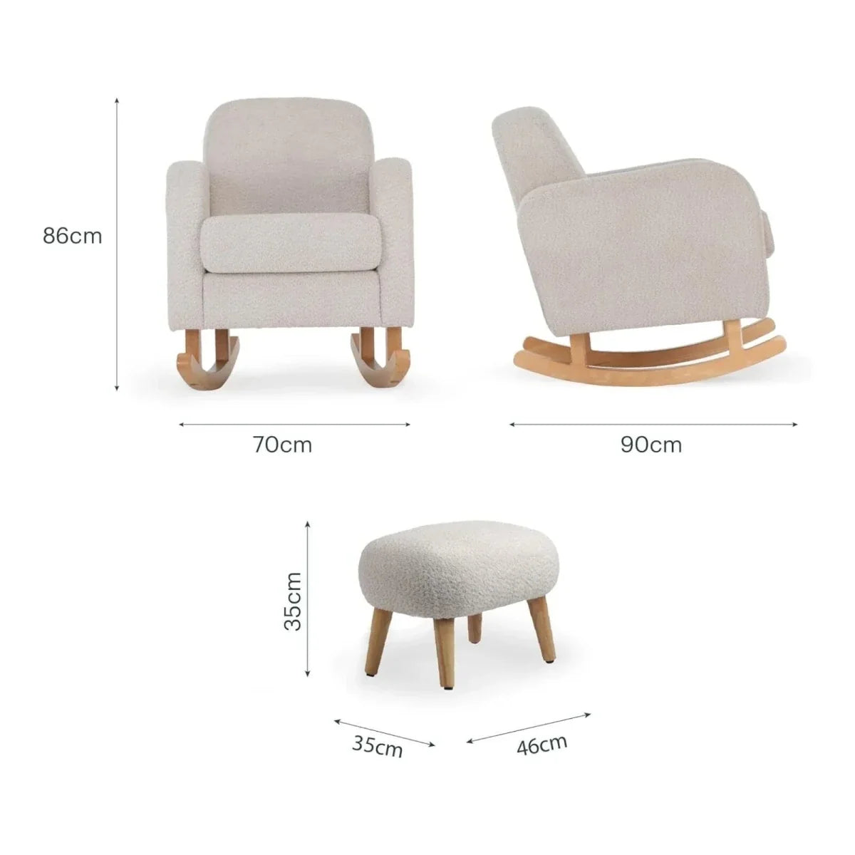 CuddleCo Etta Nursing Chair & Foot Stool - Boucle Mushroom
