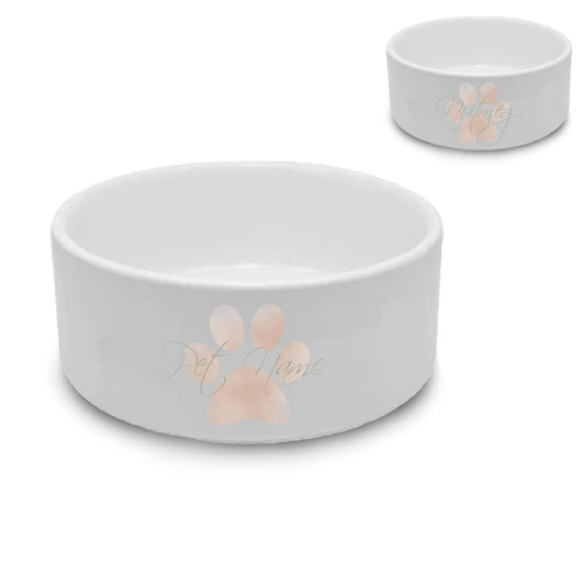 Personalised Small Pet Bowl with Paw Print Design